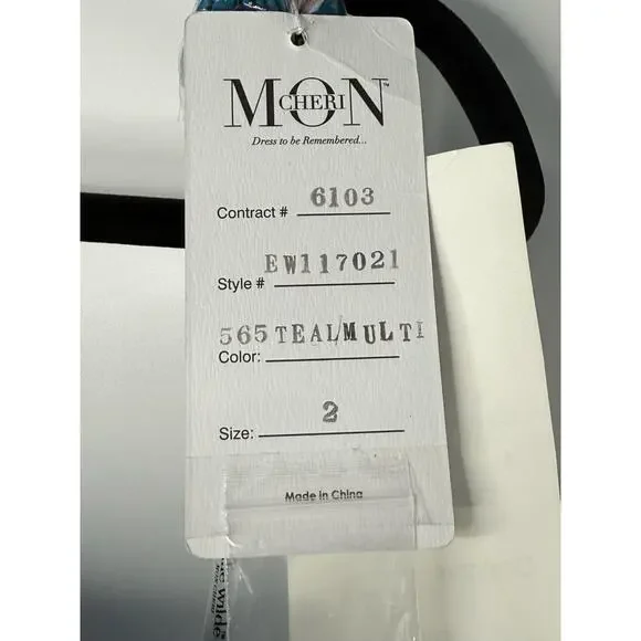 NEW Ellie Wilde Mon Cheri Formal Gown Women 2 Blue Embroider Floral Pageant Prom - Picture 4 of 13